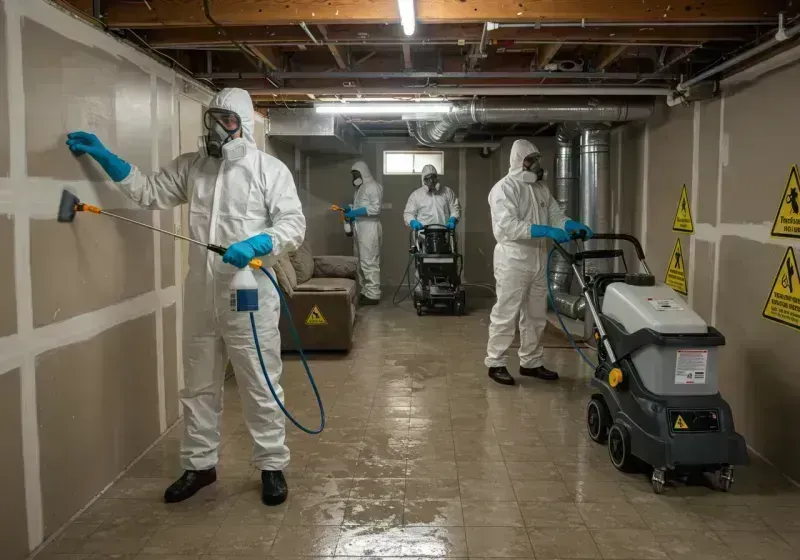 Basement Moisture Removal and Structural Drying process in Rochelle, IL